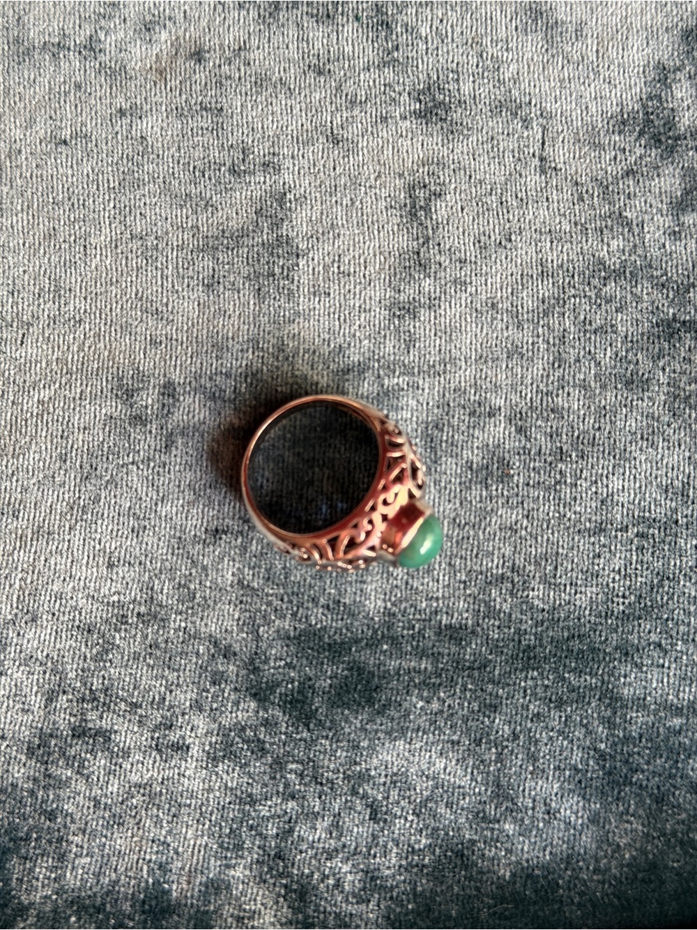 Silver Filigree Ring with Green Stone - Picture 5 of 6